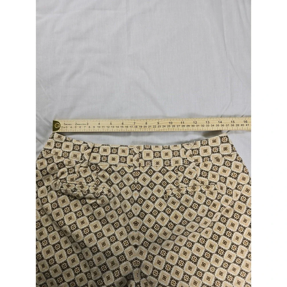 Talbots‎ Capri Pants Womens 10P Brown Tan Geometric Stretch Crop Petite Print